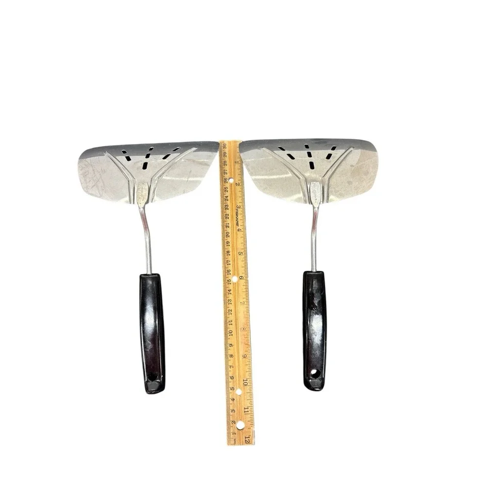 Lot of 2 Vintage Foley Wide Flipper Spatulas | Stainless Steel,‎ Slotted, Curved
